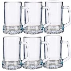 Wadiga Verres De Bar Chopes à Bière En Verre Avec Poignées 380ml - Lot De 6