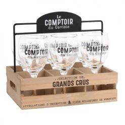 Maisons Du Monde Verres à Vin Coffret 6 Verres Et Support Coloris Noir Et Naturel