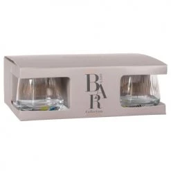 Maisons Du Monde Verres à Eau Coffret Gobelets (x6) En Verre Motifs Stries Dorées