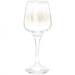 Maisons Du Monde Verres à Vin Coffret Verres à Pied (x6) En Verre Motifs Stries Dorées