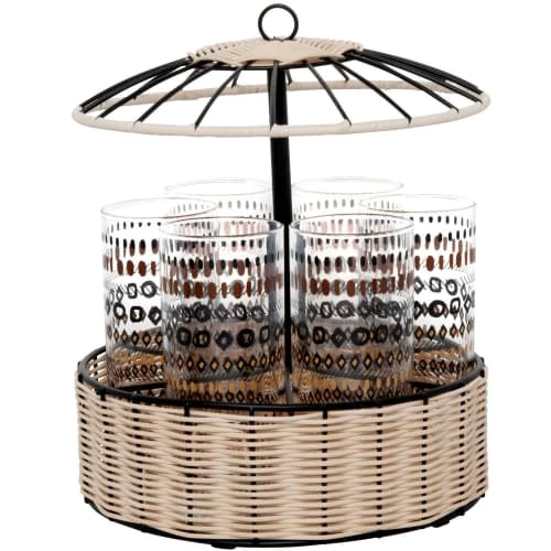 Maisons Du Monde Verres à Eau Coffret Verres (x6) Et Support Paillote En Bois Beige Et Métal Noir 1 Maisons Du Monde Verres à Eau Coffret Verres (x6) Et Support Paillote En Bois Beige Et Métal Noir