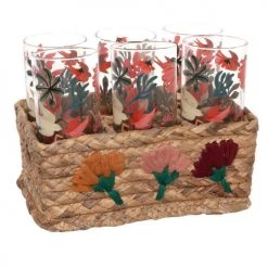 Maisons Du Monde Verres De Bar Composition Panier Beige Et Verres à Motifs Multicolore (x6)
