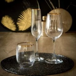 Maisons Du Monde Vaisselle De Noël Flûte En Verre Bordure Dorée - Lot De 6 -Verres Soldes Boutique flute en verre bordure doree 1000 14 7 186147 5