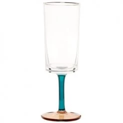 Maisons Du Monde Verres à Eau Flûte En Verre Transparent, Orange Et Bleu - Lot De 6