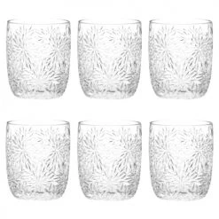 Maisons Du Monde Verres à Eau Gobelet En Verre Ciselé Motif Floral - Lot De 6