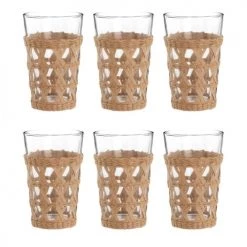 Maisons Du Monde Verres Gobelet En Verre Et Rotin - Lot De 6