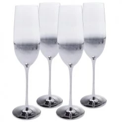 Kare Design Flutes Et Coupes De Champagne Lot De 4 - Flûte à Champagne En Verre Argenté