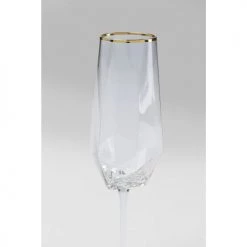Kare Design Flutes Et Coupes De Champagne Lot De 4 - Flûte à Champagne En Verre Bord Doré -Verres Soldes Boutique lot de 4 flute a champagne en verre bord dore 2