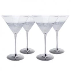 Kare Design Verres De Bar Lot De 4 - Verre à Cocktail En Verre Argenté