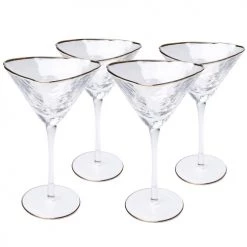 Kare Design Verres De Bar Lot De 4 - Verre à Cocktail En Verre Bord Doré