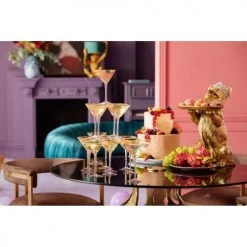 Kare Design Verres De Bar Lot De 4 - Verre à Cocktail En Verre Bord Doré -Verres Soldes Boutique lot de 4 verre a cocktail en verre bord dore 4