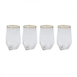 Kare Design Verres à Eau Lot De 4 - Verre à Eau En Verre Bord Doré