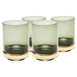 Kare Design Verres à Eau Lot De 4 - Verre à Eau En Verre Fumé Vert