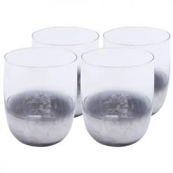 Kare Design Verres à Eau Lot De 4 - Verre à Eau En Verre Transparent Et Argenté