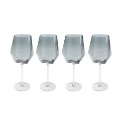 Kare Design Verres à Vin Lot De 4 - Verre à Vin En Verre Fumé