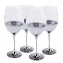 Kare Design Verres à Vin Lot De 4 - Verre à Vin Rouge En Verre Argenté