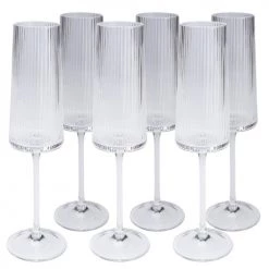 Kare Design Flutes Et Coupes De Champagne Lot De 6 - Flûte à Champagne En Verre Transparent Texturé