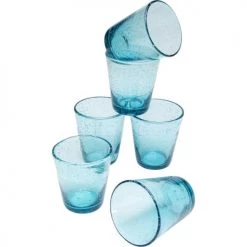 Kare Design Verres à Eau Lot De 6 - Verre à Eau En Verre Bleu à Bulles -Verres Soldes Boutique lot de 6 verre a eau en verre bleu a bulles 2