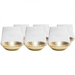 Kare Design Verres à Eau Lot De 6 - Verre à Eau En Verre Fond Doré