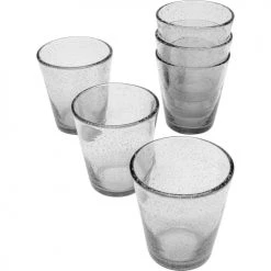 Kare Design Verres à Eau Lot De 6 - Verre à Eau En Verre Gris à Bulles