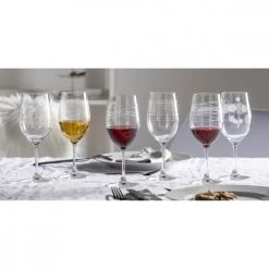 Leonardo Lot De 6 Verres à Vin Gravés 430ml Verre Transparent -Verres Soldes Boutique lot de 6 verres a vin graves 430ml verre transparent 2