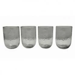 Maison Tilleul Verres à Eau Set 4 Verres Gobelet Verre Pommelé Transparent