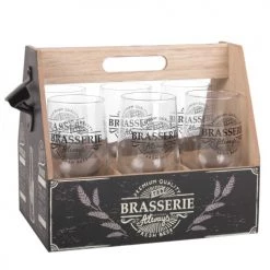 Maisons Du Monde Vaisselle De Noël Support En Pin Avec 6 Verres Imprimés