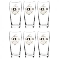 Maisons Du Monde Verres De Bar Verre à Bière En Verre Imprimé Noir Et Doré - Lot De 6