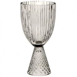 Maisons Du Monde Verres à Eau Verre à Pied Diamant En Verre Gris Fumé - Lot De 4