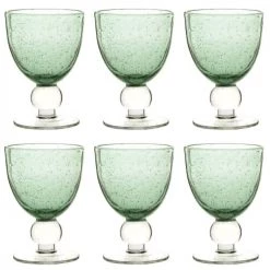 Maisons Du Monde Verres à Vin Verre à Pied En Verre Bullé Vert - Lot De 6