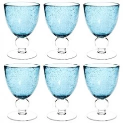 Maisons Du Monde Verres à Vin Verre à Vin En Verre Bullé Bleu - Lot De 6