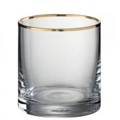 Wadiga Verres De Bar Verre à Whisky En Verre Transparent Et Liseré Doré 35cl