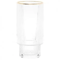 Maisons Du Monde Verres à Eau Verre Haut En Verre Strié Avec Bordure Dorée - Lot De 4