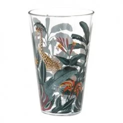 Maisons Du Monde Verres à Eau Verre Imprimé Motifs Tropical Et Girafe Multicolores - Lot De 6