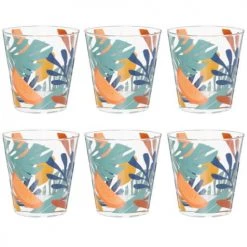 Maisons Du Monde Verres à Eau Verre Motif Végétal Multicolore - Lot De 6