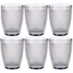 Wadiga Verres à Eau Anthracite Points 30cl - Lot De 6