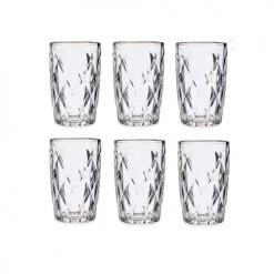 Wadiga Verres à Eau En Verre Transparent Et Bordure Dorée 34cl - Lot De 6