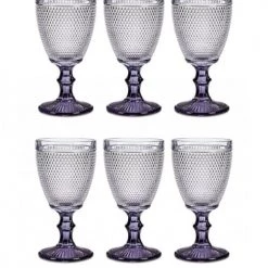 Wadiga Verres à Eau Pieds Anthracite Points 24cl - Lot De 6