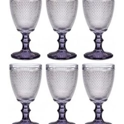 Wadiga Verres à Vin Pieds Turquoise Points 33cl - Lot De 6 -Verres Soldes Boutique verres a vin pieds anthracite points 33cl lot de 6