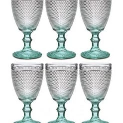 Wadiga Verres à Vin Pieds Turquoise Points 33cl - Lot De 6 -Verres Soldes Boutique verres a vin pieds turquoise points 33cl lot de 6 2