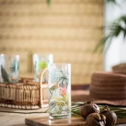 Maisons Du Monde Verres De Bar Verres Motif Tropical Multicolore (x6) Et Support En Bambou -Verres Soldes Boutique verres motif tropical multicolore x6 et support en bambou 1000 14 17 214775 1